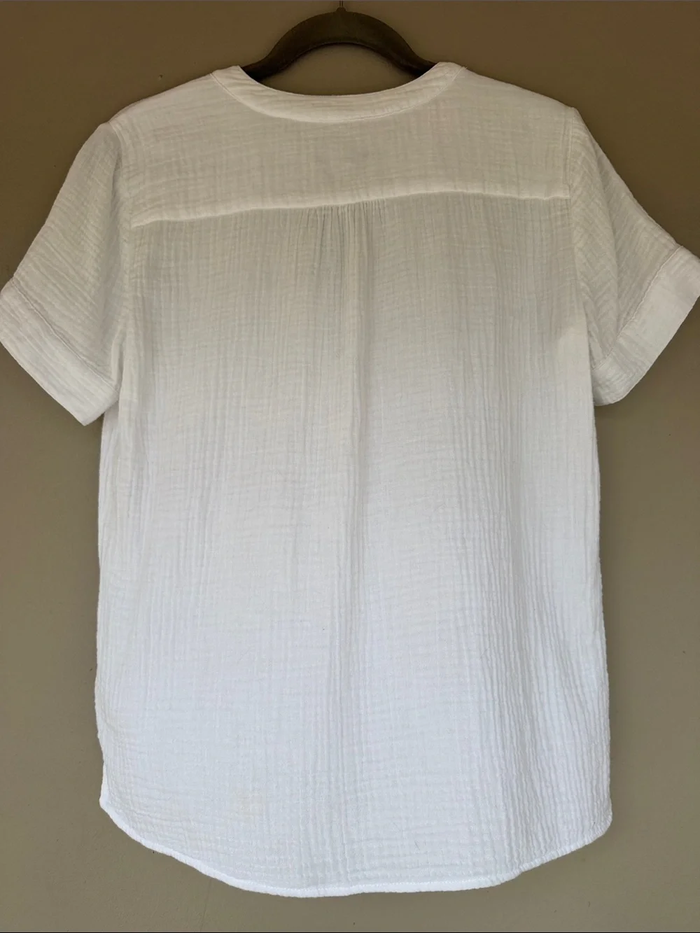 J. Crew White Split-Neck Gauze Pocket Top